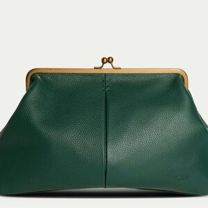 Chic Forest Green Leather Clutch
